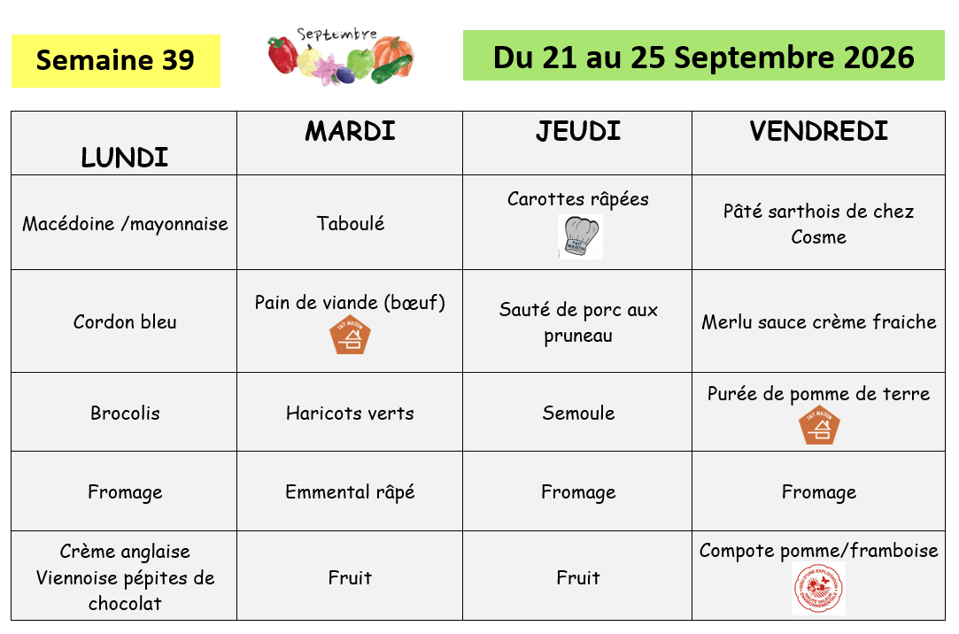 semaine 39 du 21 au 25.09.2026